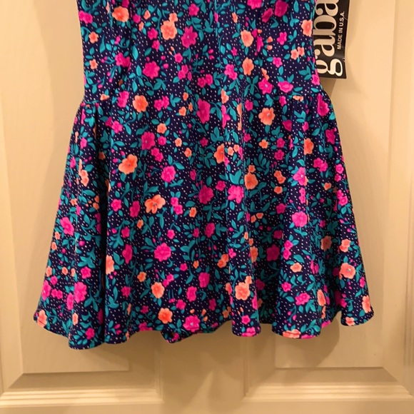 NWT gabar Swimsuit One Piece with Skirt Navy Pink Peach floral print WM SZ 10 🩱 - Picture 3 of 14